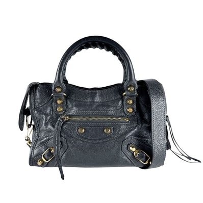 バレンシアガ BALENCIAGA ハンドバッグ ショルダーバッグ クラシック ミニ シティ レザー グレー レディース 300295【中古】 z10609