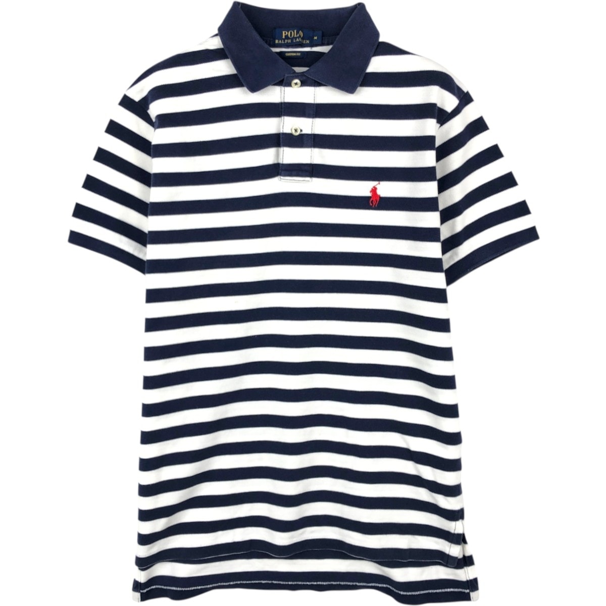 古着 ラルフローレン Ralph Lauren POLO RALPH LAUREN CUSTOM FIT 半袖 ボーダー ポロシャツ メンズM相当/eaa657037