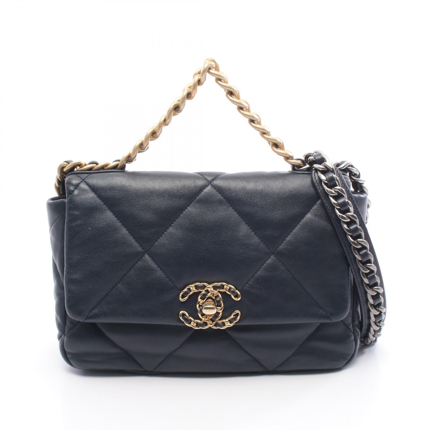 シャネル CHANEL 19 ディズヌフ マトラッセ ショルダーバッグ バッグ レザー レディース ネイビー系 AS1161 【中古】