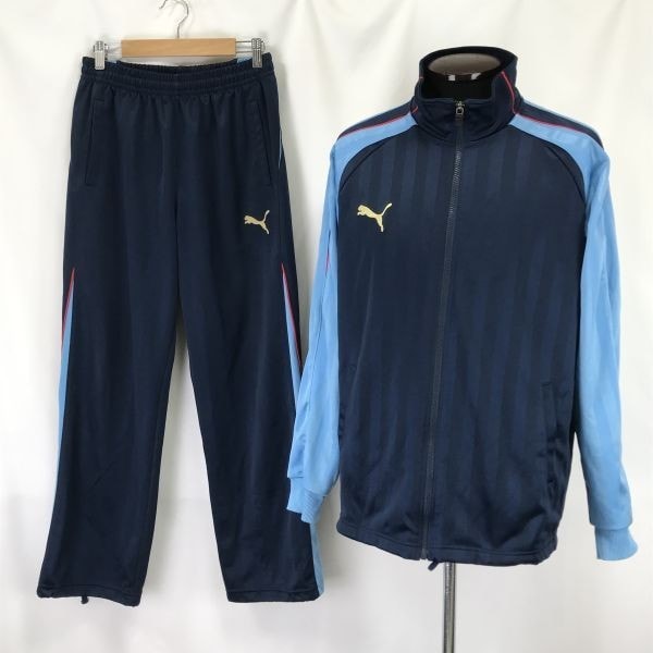 日本製★プーマ/PUMA★トラックジャケット&パンツ/ジャージ上下セット【メンズM/紺×水色/navy×light blue】Jackets/Set up/Made in Japan◆cBH518
