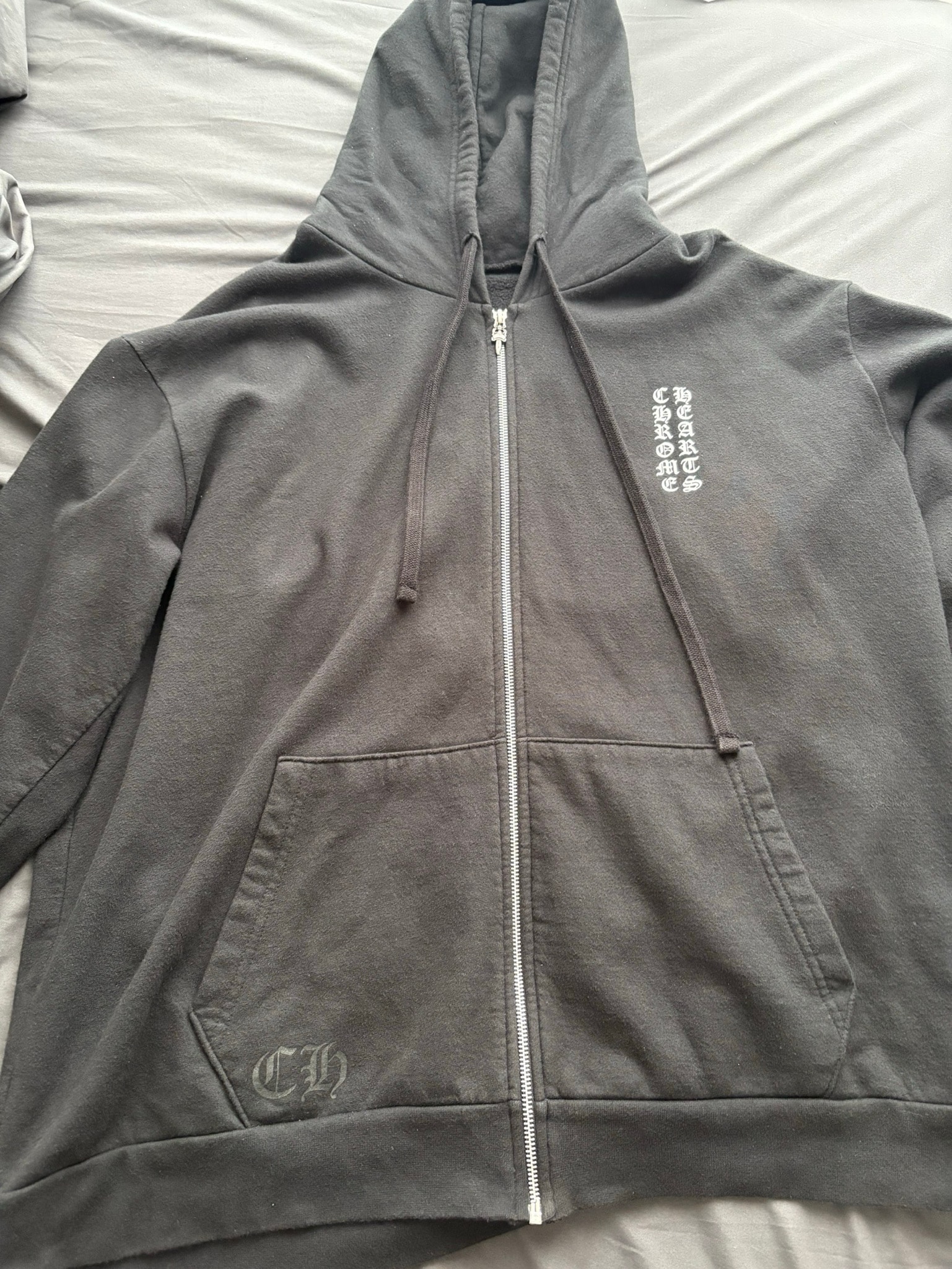 Chrome Hearts Vertical Logo Zip Up Hoodie "Black"