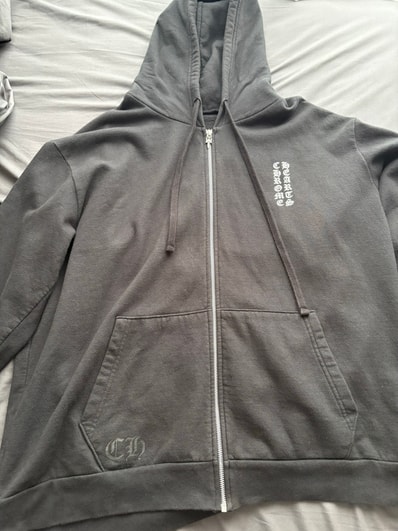 Chrome Hearts Vertical Logo Zip Up Hoodie "Black"