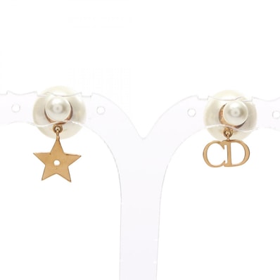ディオール Dior トライバル CDロゴ ピアス ジュエリー GP(ゴールドメッキ) フェイクパール レディース ゴールド系 / ホワイト系 【中古】