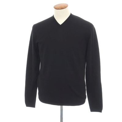 【中古】クルチアーニ CRUCIANI コットン Vネック プルオーバーニット ブラック【サイズ48】【メンズ】