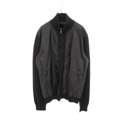 プラダ PRADA ニット切替 ジャケット ブルゾン 衣料品 アウター ウール ナイロン メンズ ブラック系 【中古】