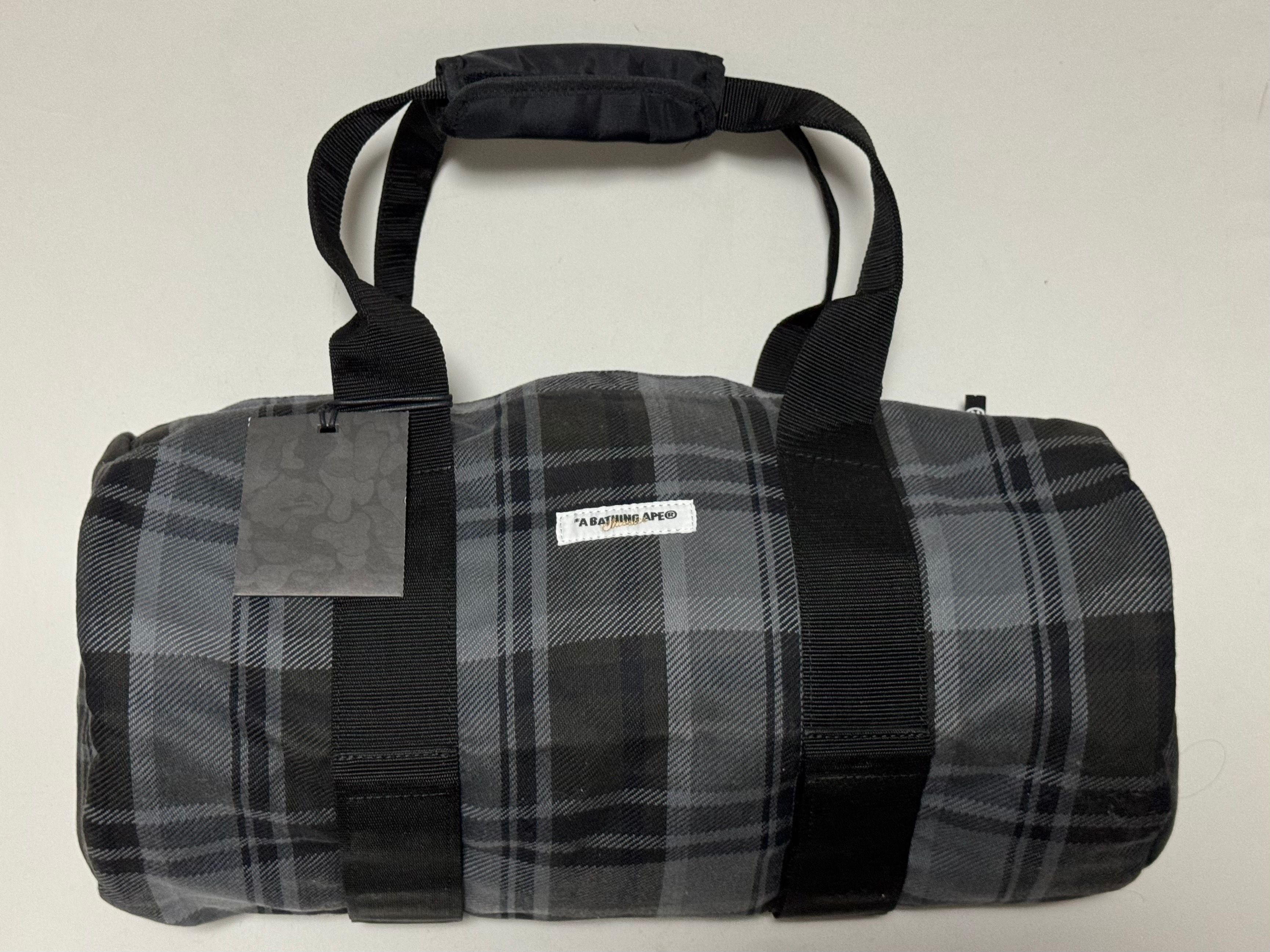 アベイシングエイプ青山限定ボストンバッグ黒チェック柄