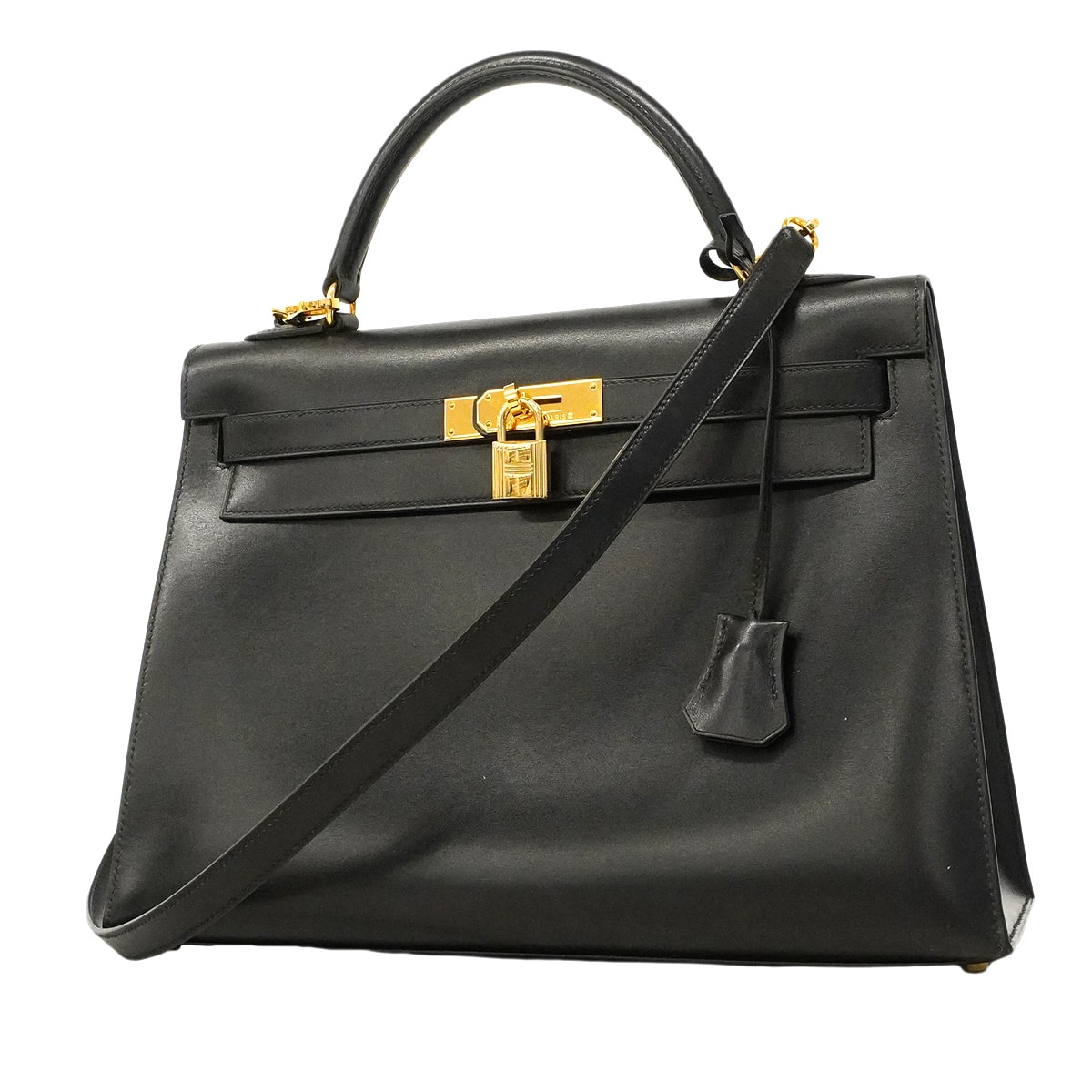 ★最終価格★SALE【6hc1617】エルメス ハンドバッグ ケリー32 ボックスカーフ ブラック ゴールド金具 〇Z刻印 2wayバッグ【中古】レディース