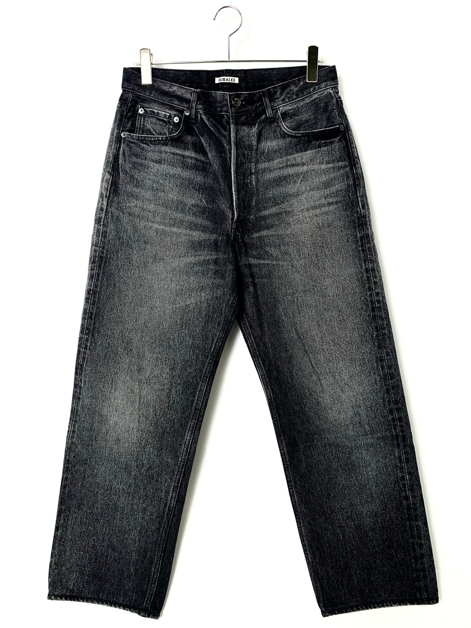 AURALEE Selvedge Faded Heavy Denim Wide Pants "Faded Black"