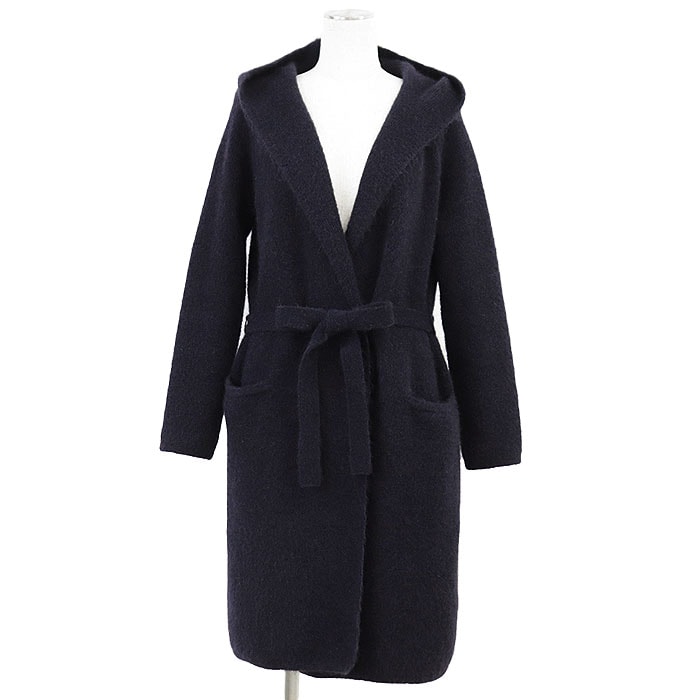 【美品】 マックスマーラ フーデッド ガウン コート モヘア コート レディース ネイビー サイズ不明 MAX MARA