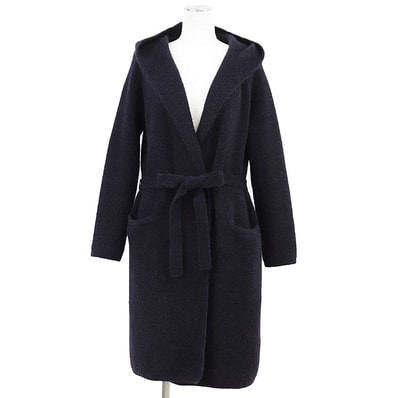 【美品】 マックスマーラ フーデッド ガウン コート モヘア コート レディース ネイビー サイズ不明 MAX MARA