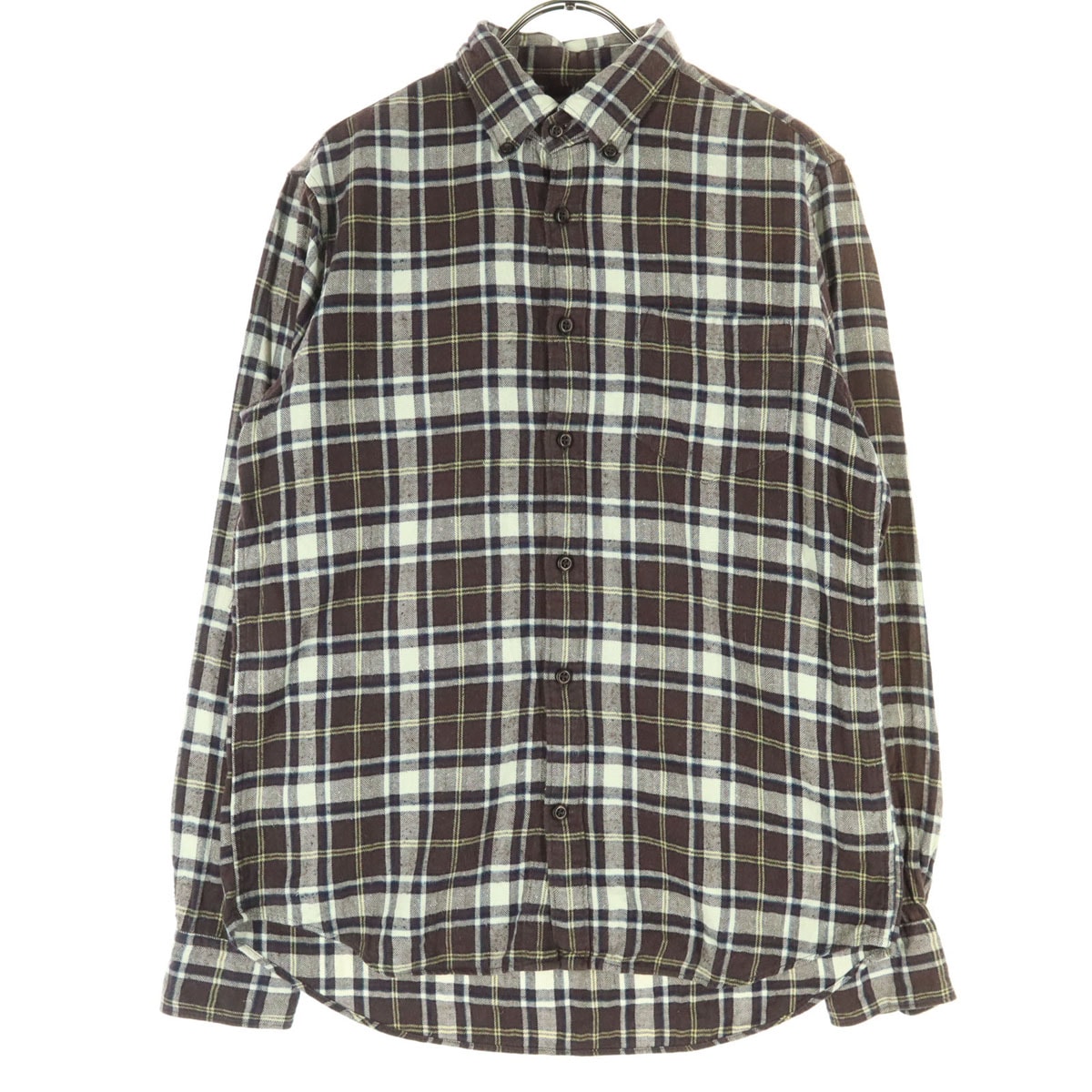 GAP ギャップ チェック柄 長袖 コットンシャツ S ブラウン