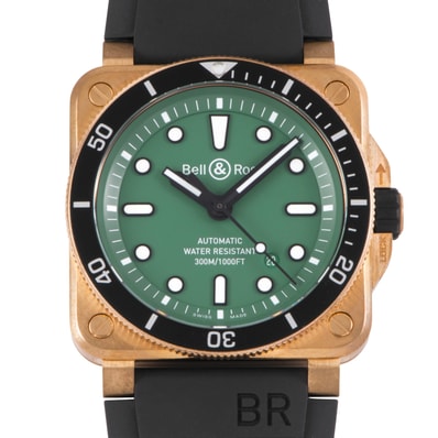 【新品】Bell&Ross ベル&ロス 保証書2026年 BR03-92 ダイバー ブラック グリーン ブロンズ 世界限定999本 BR0392-D-LT-BR/SRB ブロンズ【中古】