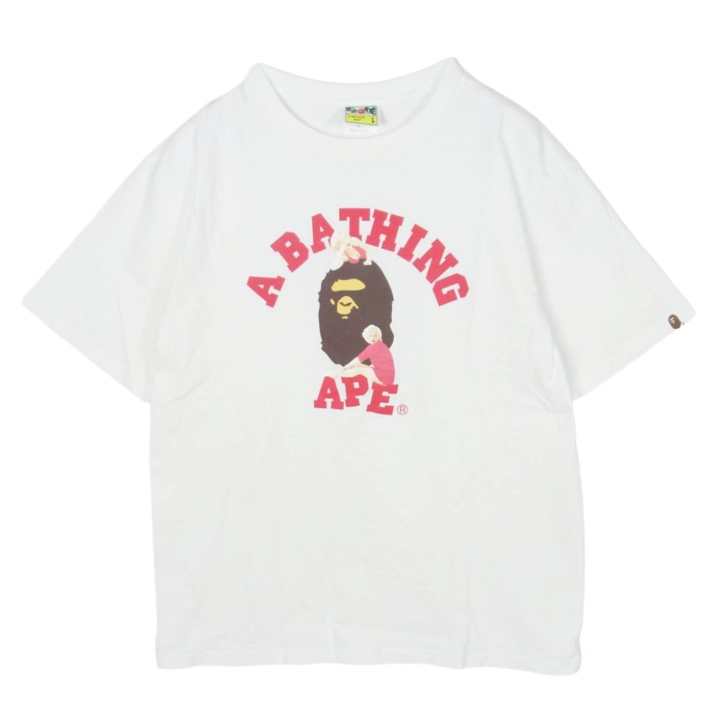 A BATHING APE アベイシングエイプ Tシャツ 001TEG231956X Marilyn Monroe TEE フロント プリント マリリン・モンロー Tシャツ 半袖カットソー ホワイト系 L【中古】