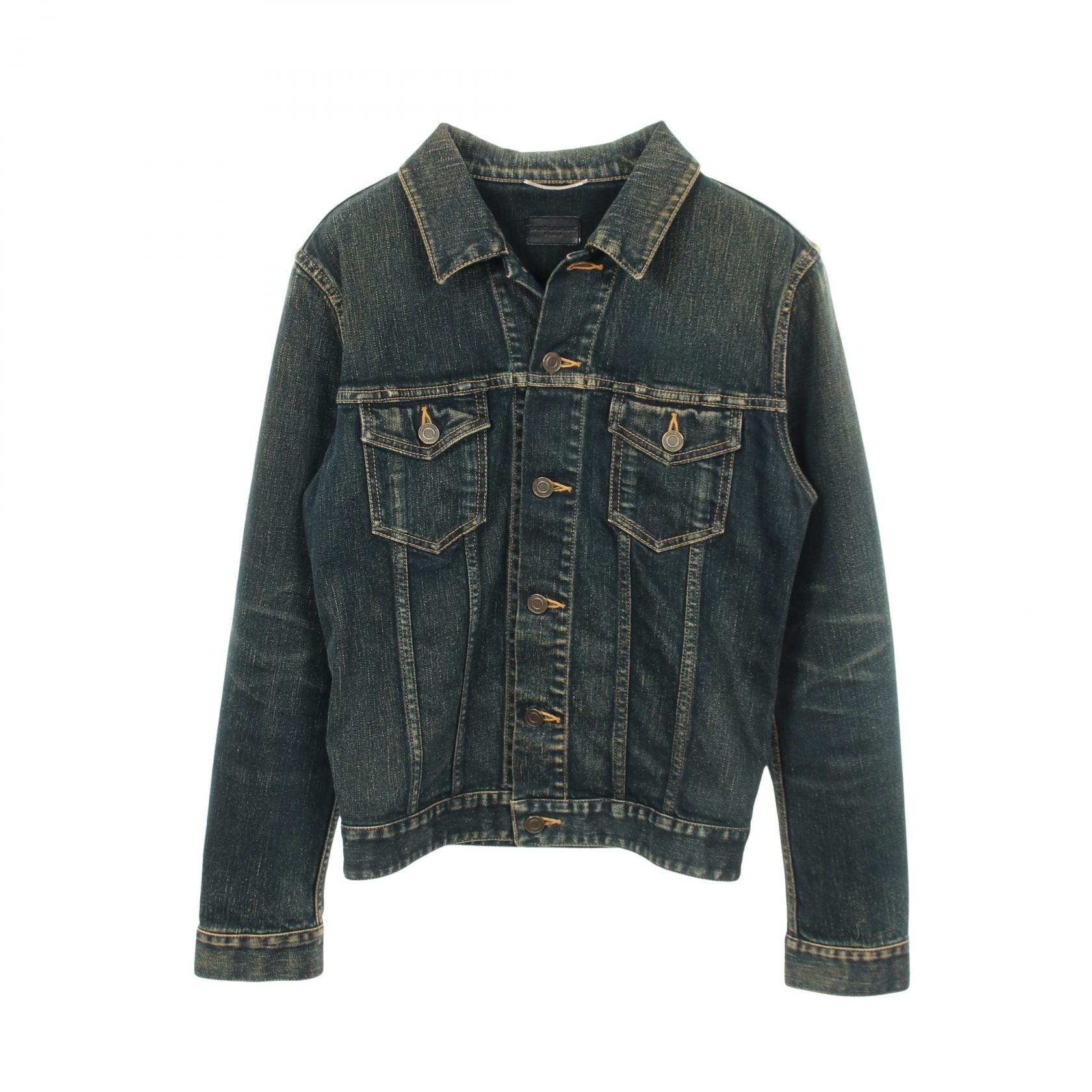 サンローランパリ SAINT LAURENT PARIS DEAD RAT デニムジャケット 衣料品 アウター コットン メンズ ネイビー系 【中古】