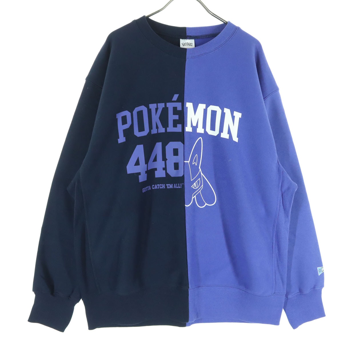 美品 GU ジーユー POKEMON ポケモン コラボ 裏起毛 長袖 トレーナー XL ブルー系 ルカリオ