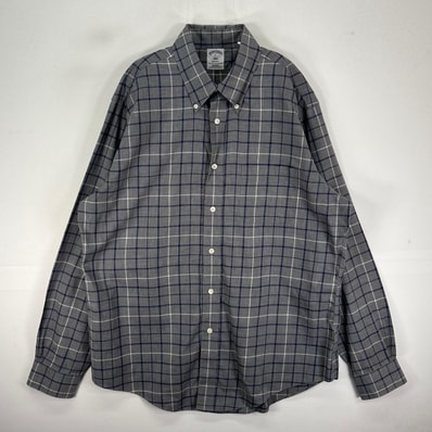 古着 ブルックスブラザーズ Brooks Brothers 長袖シャツ ボタンダウン L グレー系 チェック メンズ