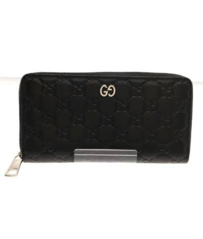 GUCCI Signature Leather Zip Around Wallet "Black"