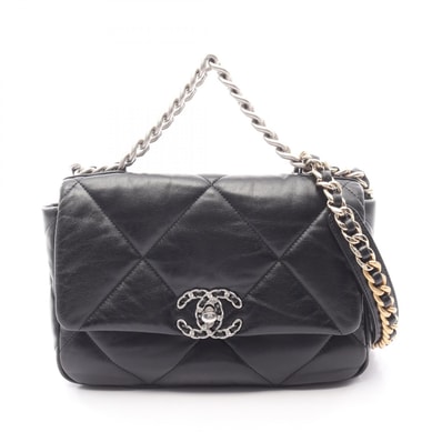 シャネル CHANEL 19 ディズヌフ マトラッセ ショルダーバッグ バッグ レザー レディース ブラック系 AS1160 【中古】