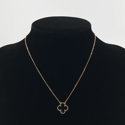 Van Cleef & Arpels(ヴァンクリーフ&アーペル) ヴィンテージアルハンブラ オニキス Au750 イエローゴールド 5.22g ネックレス ゴールド×ブラック