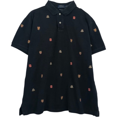古着 ラルフローレン Ralph Lauren POLO RALPH LAUREN CUSTOM SLIM FIT 総柄 半袖 ポロシャツ メンズXL相当/eaa657541