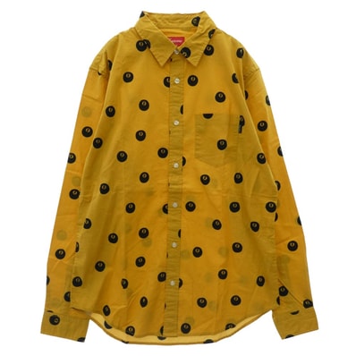 Supreme シュプリーム 長袖シャツ 12AW 8-Ball Shirt エイトボール 総柄 ボタンダウン 長袖 シャツ イエロー系 M【中古】