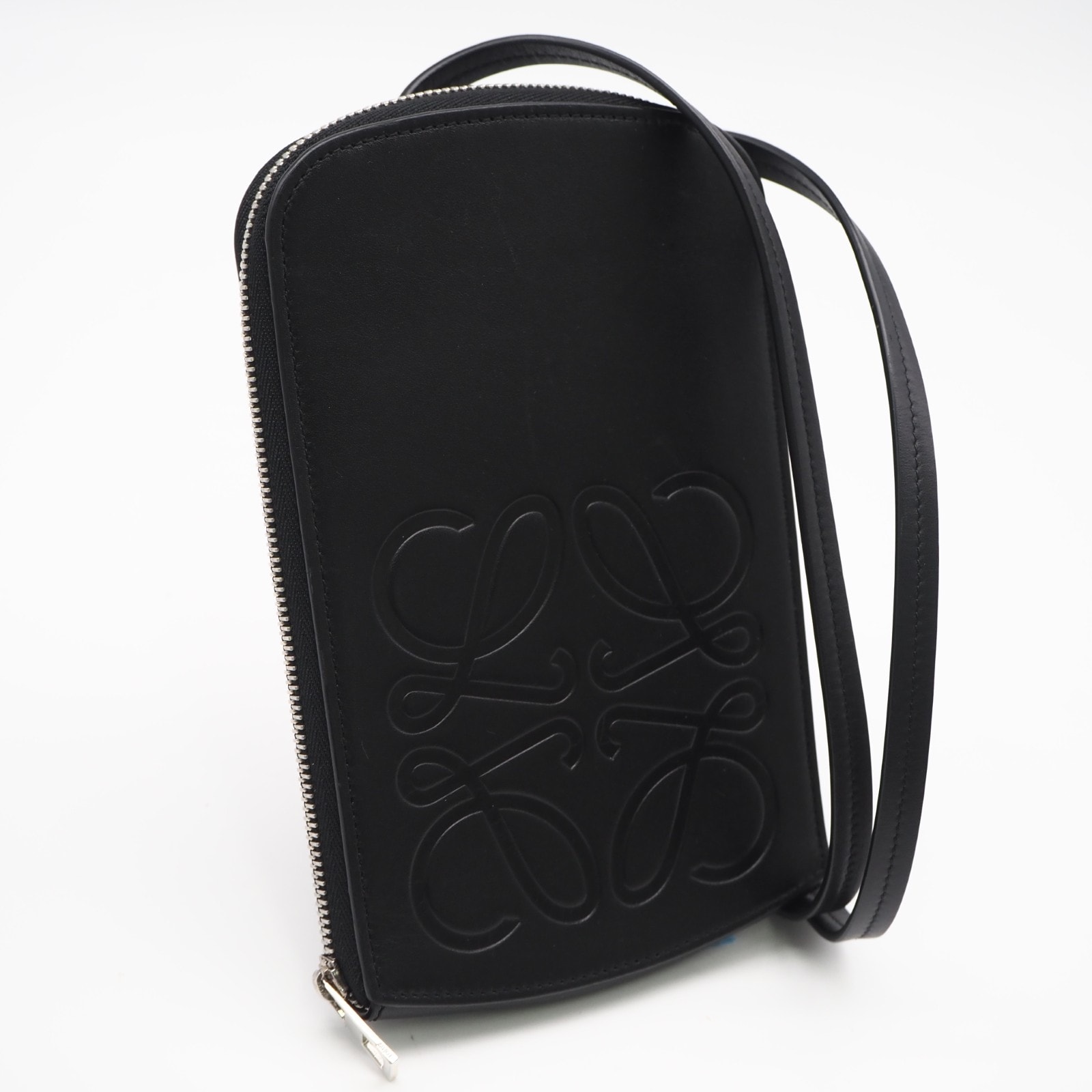 美品 LOEWE ロエベ アナグラム マルチファンクショナルケース C500R47X01 ショルダーバッグ ブラック カーフレザー レディース