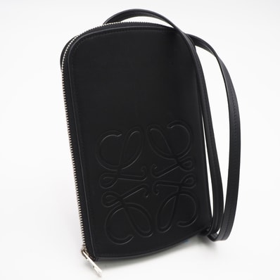 美品 LOEWE ロエベ アナグラム マルチファンクショナルケース C500R47X01 ショルダーバッグ ブラック カーフレザー レディース