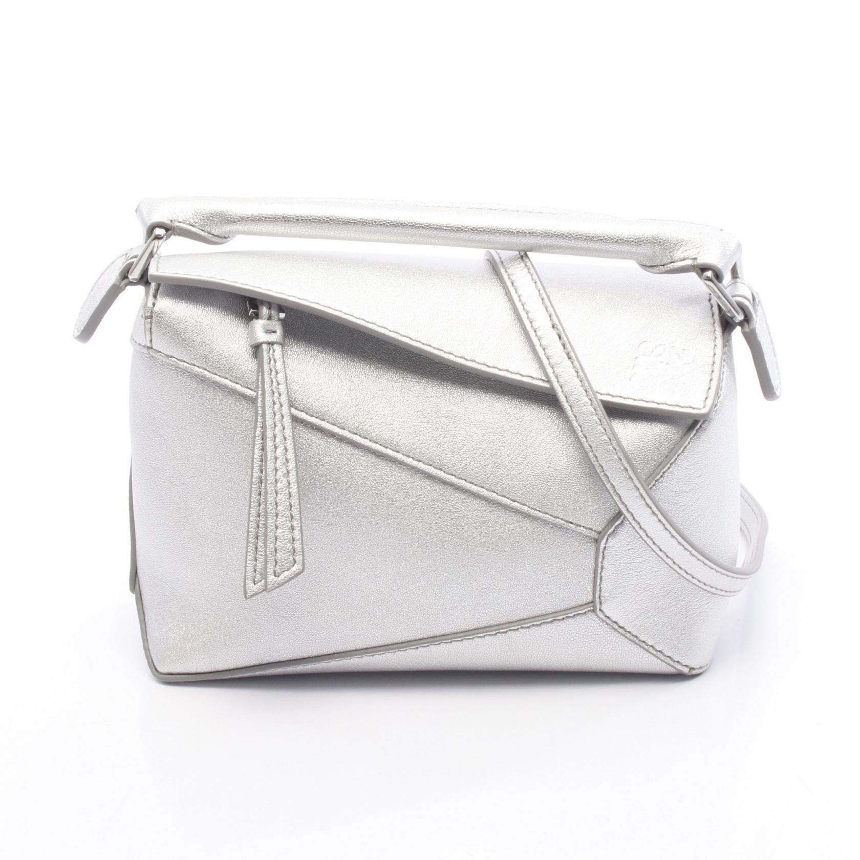 ロエベ LOEWE パズルバッグ ミニ 2WAY ハンドバッグ バッグ レザー レディース シルバー系 A510P88X431160 【新品】