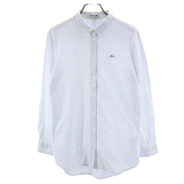 LACOSTE ラコステ ストライプ柄 長袖 シャツ M 白系