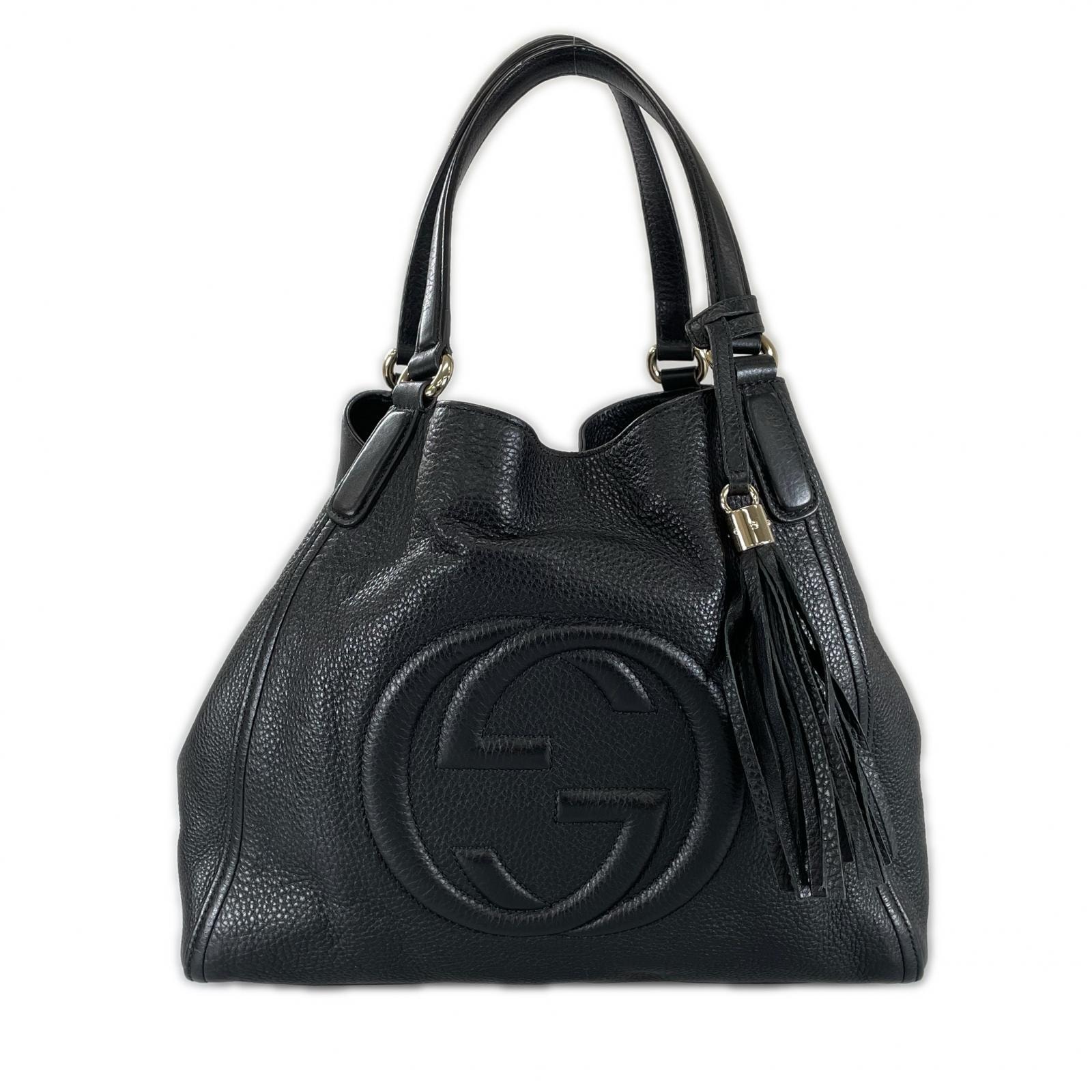 GUCCI グッチ ソーホー タッセル 282309 トートバッグ レザー ブラック レディース【中古】