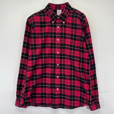 古着 ブルックスブラザーズ Brooks Brothers 長袖シャツ ボタンダウン 1818 胸ポケット ネルシャツ L ブラック系 チェック メンズ