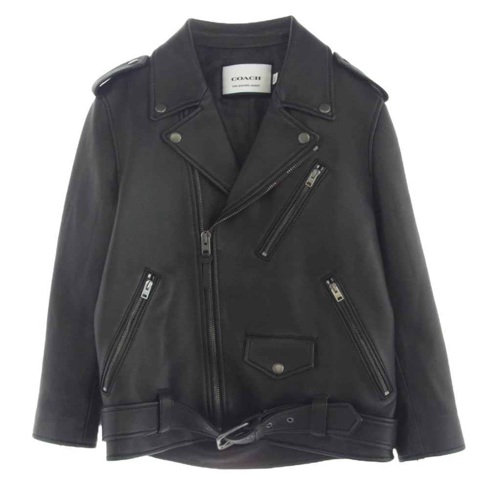 COACH コーチ ライダースジャケット CK512 MOTO JACKET ラム レザー モト ダブル ライダース ジャケット ブラック系 S【美品】【中古】