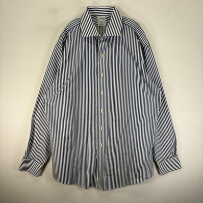 古着 ブルックスブラザーズ Brooks Brothers 長袖シャツ カラーステイ L ネイビー系 ストライプ メンズ