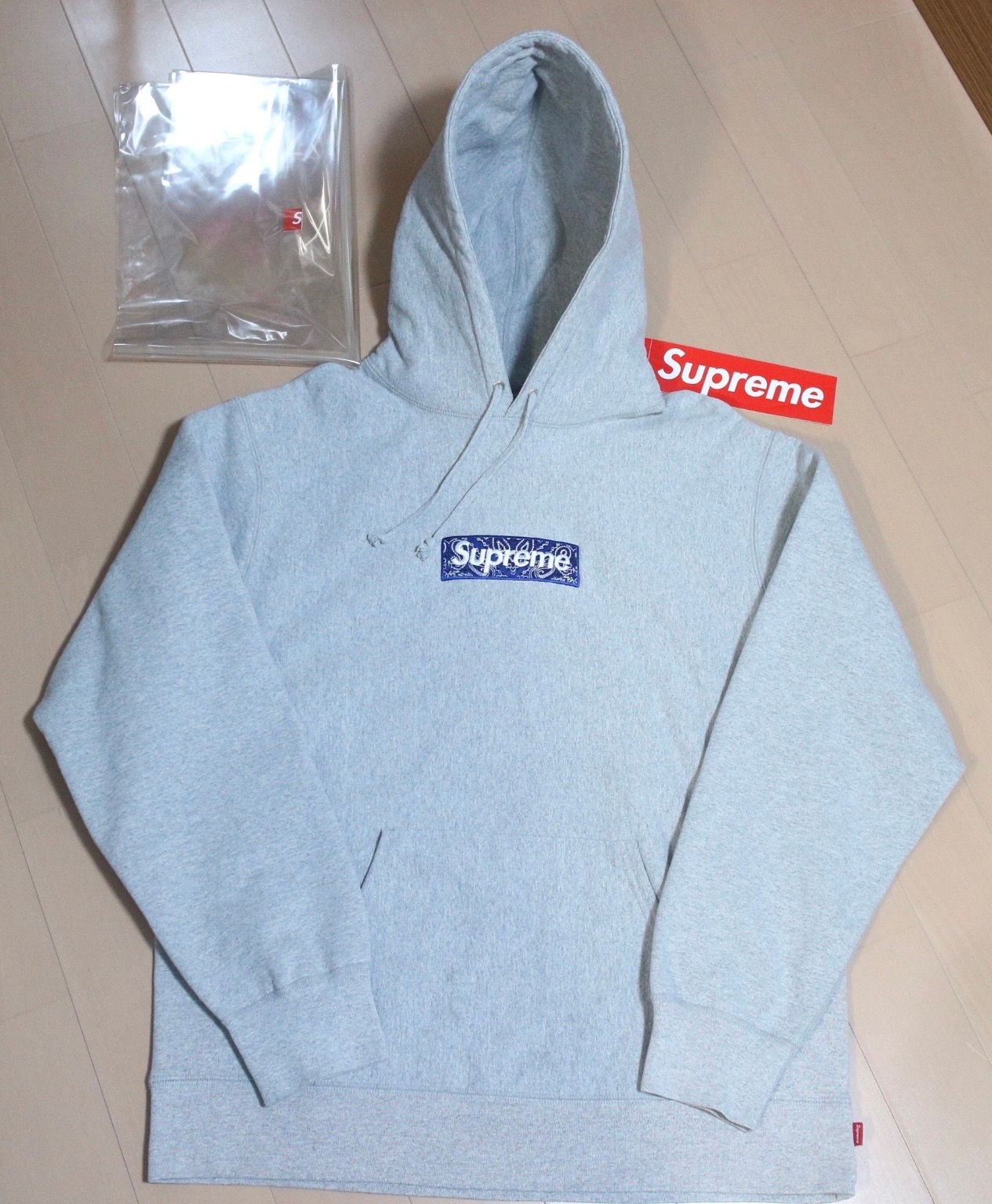 Supreme Bandana Box Logo Hooded Sweatshirt "Grey"