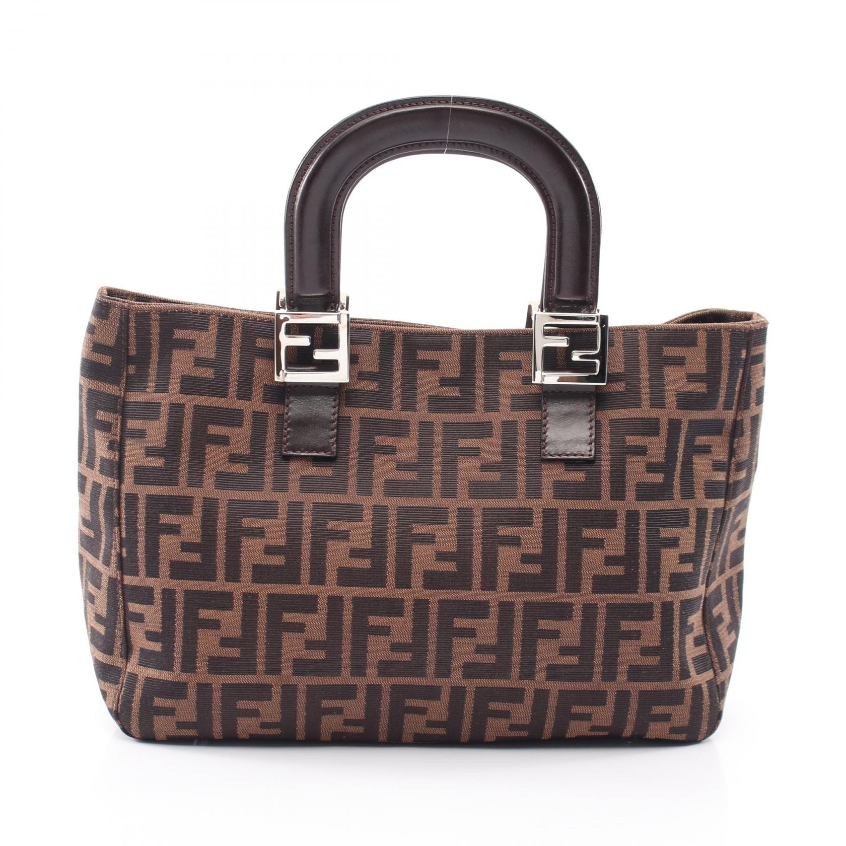 フェンディ FENDI ズッカ トートバッグ バッグ キャンバス レザー レディース ブラウン系 / ブラック系 26693 【中古】
