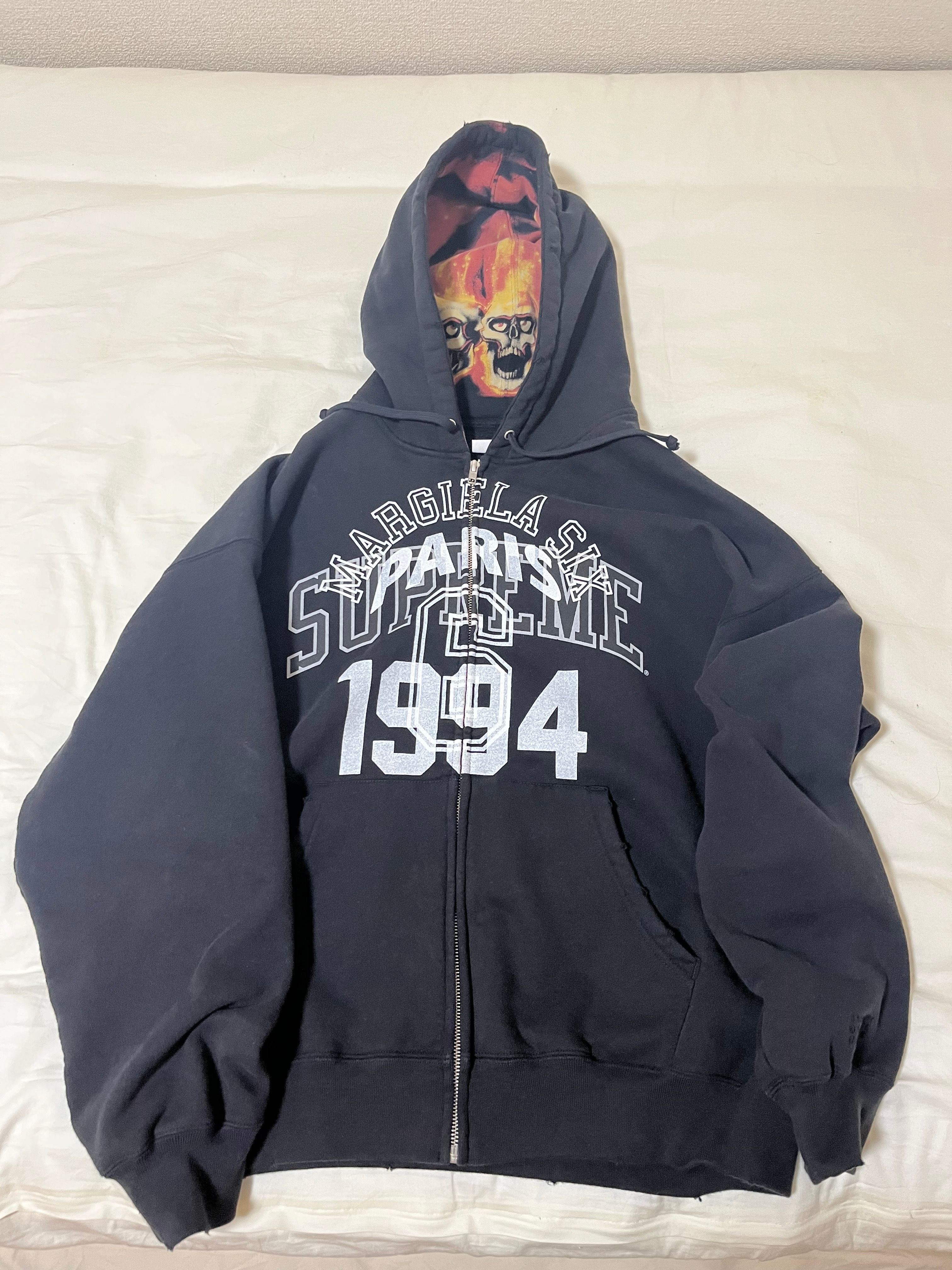 Supreme x MM6 Maison Margiela Zip Up Hooded Sweatshirt "Black"