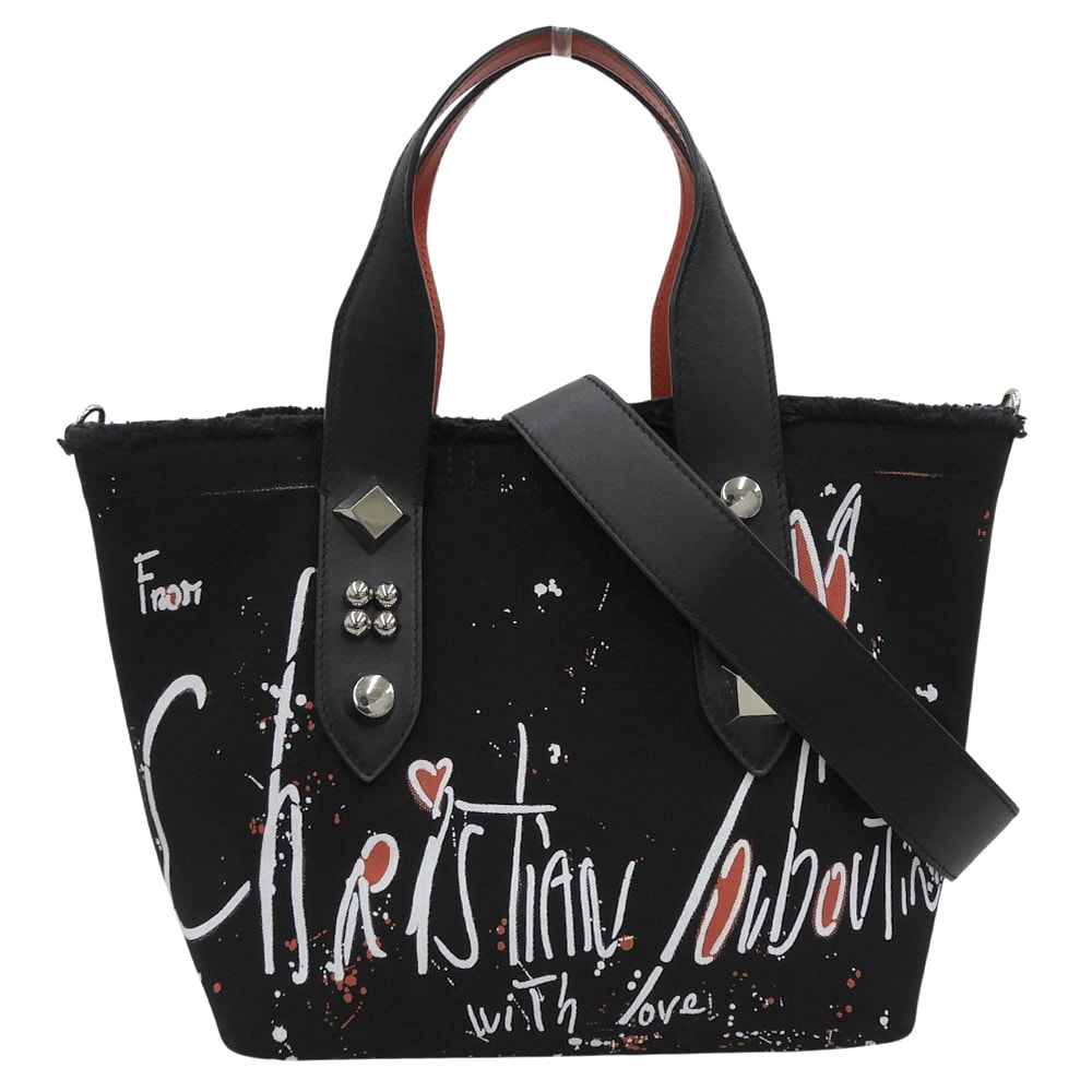 クリスチャンルブタン 新品同様 フランジバススモール 2WAYトートバッグ レディース 3215121 ブラック