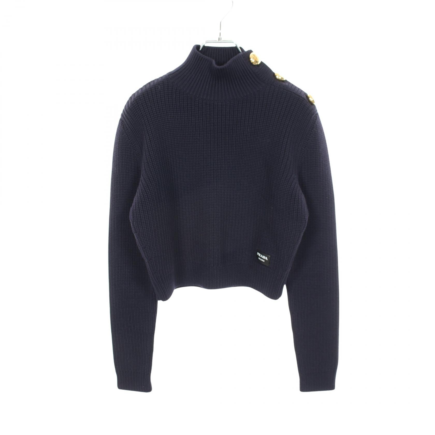 プラダ PRADA タートルネック ニット 衣料品 トップス ウール レディース ネイビー系 【中古】