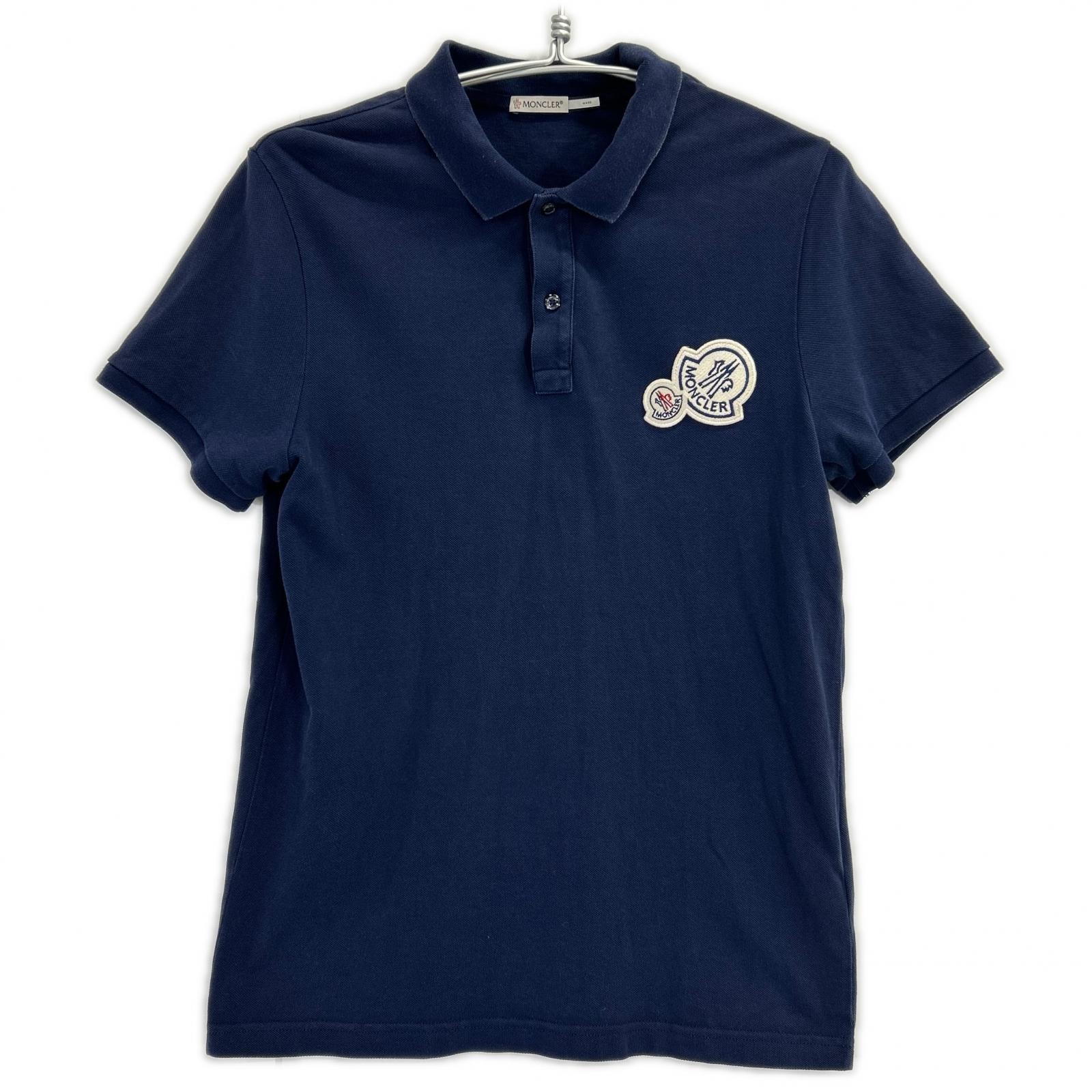 モンクレール 17年製 ネイビー MAGLIA POLO MANICA CORTA ポロシャツ M