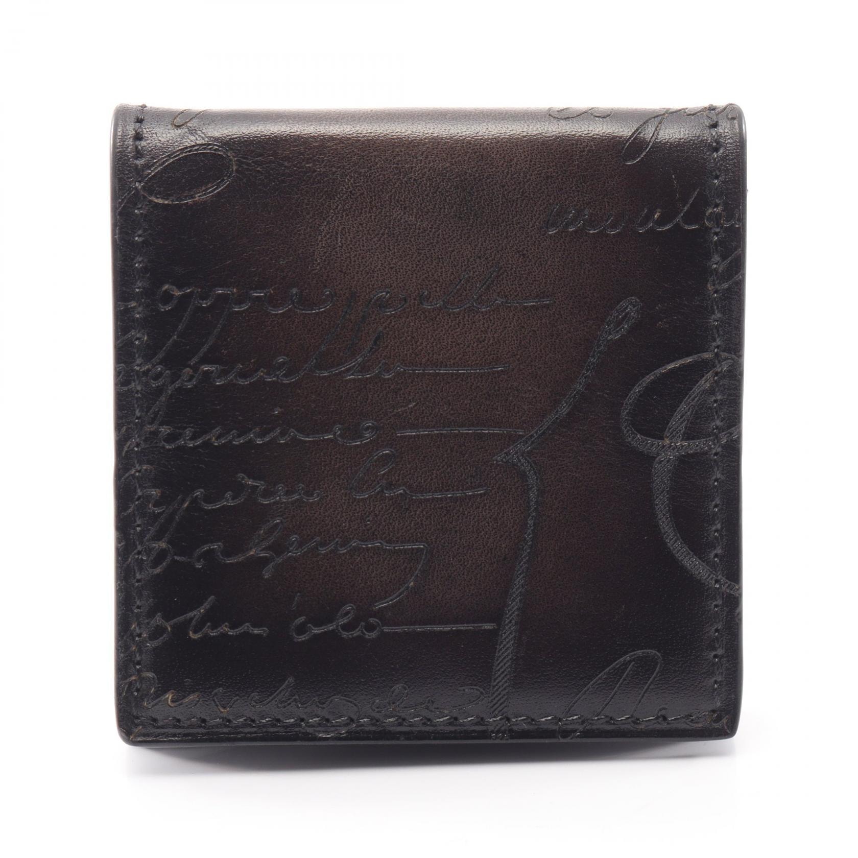 ベルルッティ Berluti カリグラフィ コインケース 財布 レザー メンズ ブラック系 【中古】