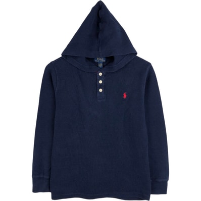古着 ラルフローレン Ralph Lauren POLO RALPH LAUREN ハーフボタン フード付き サーマルロンT ワッフル レディースM相当/eaa680381