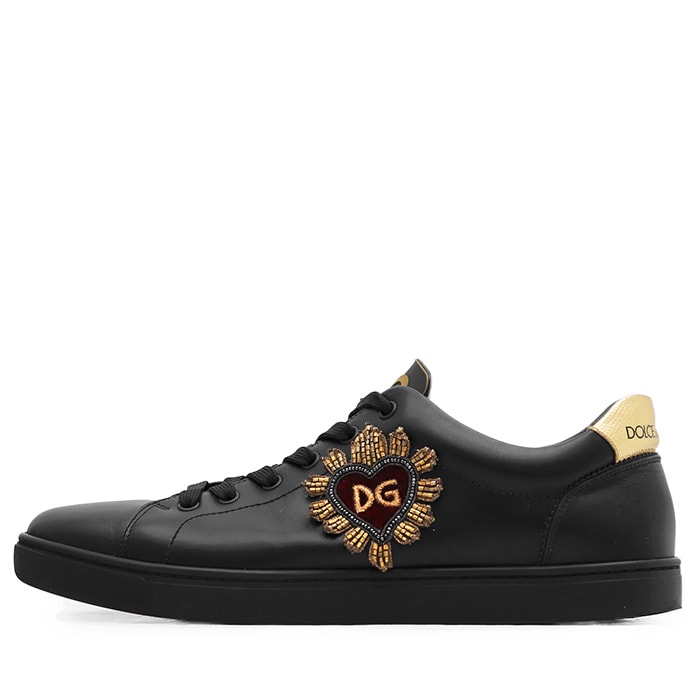 【SALE】DOLCE&GABBANA ドルチェアンドガッバーナ スニーカー サイズ 46 メンズ  レディース ユニセックス DG ハート ローカット シューズ 靴 ブラック 黒 イタリア製