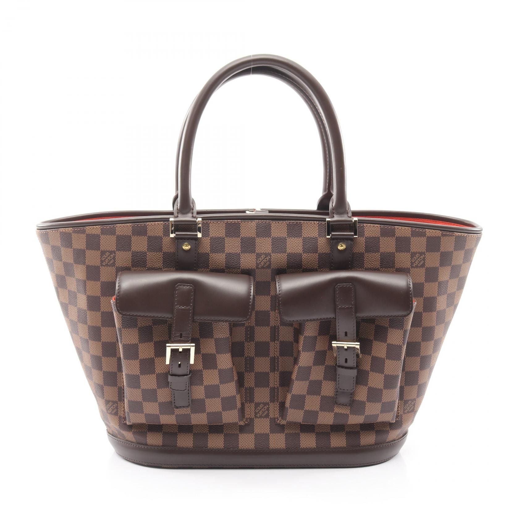 ルイ・ヴィトン LOUIS VUITTON マノスクGM ハンドバッグ バッグ PVCコーティングキャンバス レザー ダミエ エベヌ レディース ブラウン系 N51120 【中古】
