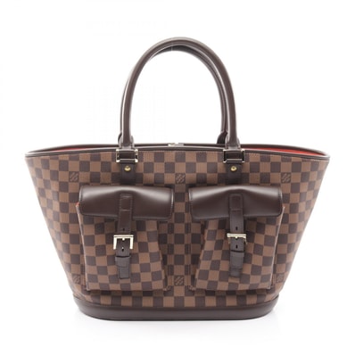 ルイ・ヴィトン LOUIS VUITTON マノスクGM ハンドバッグ バッグ PVCコーティングキャンバス レザー ダミエ エベヌ レディース ブラウン系 N51120 【中古】