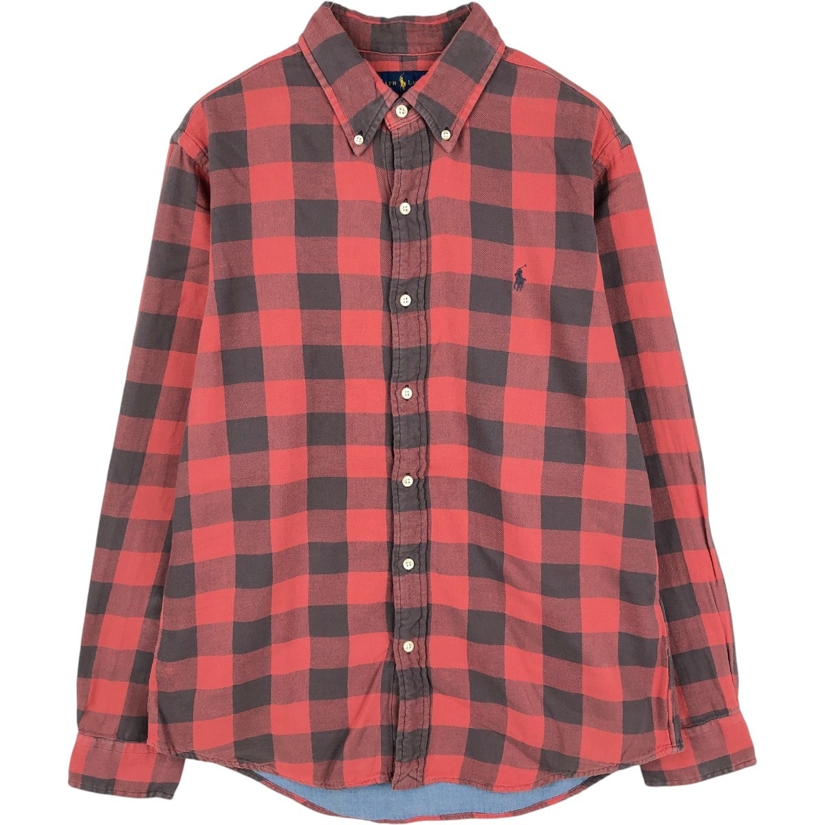 古着 ラルフローレン Ralph Lauren CLASSIC FIT INDIGO バッファローチェック 長袖 ボタンダウン ライトネルチェックシャツ メンズM相当/eaa677084