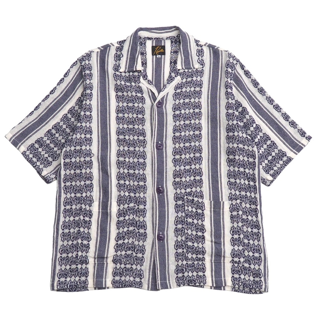 2023SS■Needles ニードルズ Cabana Shirt Papillon Stripe Dobby 半袖シャツ サイズM 蝶々柄 オープンカラー カバナシャツ ブランド古着【中古】20261005/RB1202