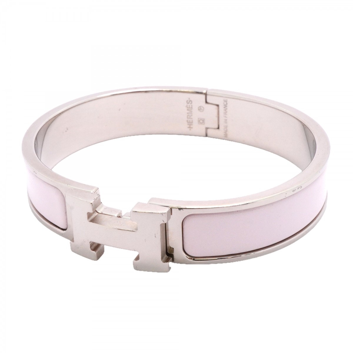 【6jfb0129-k】エルメス バングル クリッククラックPM メタル シルバー ピンク【中古】レディース
