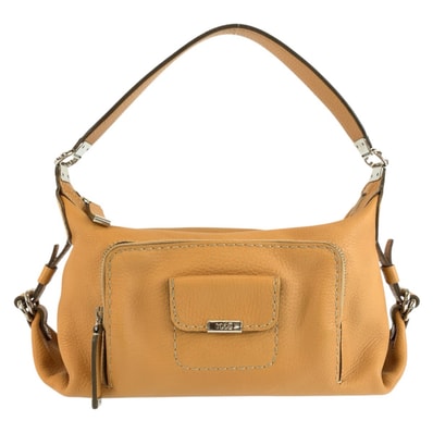 美品 TOD’S トッズ ベージュ シルバー金具 レザー ショルダーバッグ ハンドバッグ 1-0294203 【中古】