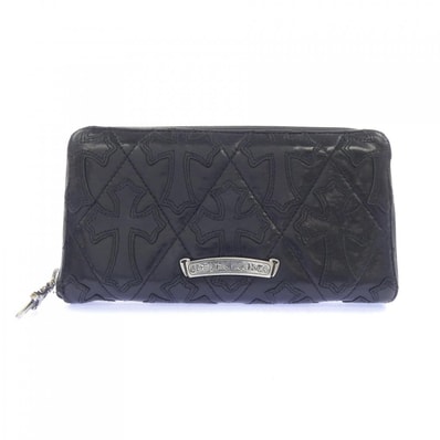 Chrome Hearts REC F ZIP Cemetery Cross Quilted Leather Wallet "Black"