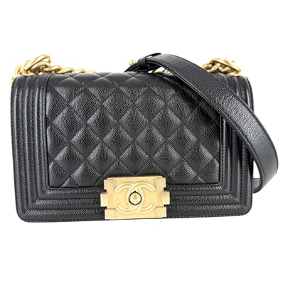 CHANEL シャネル ショルダーバッグ マトラッセ ボーイシャネル ココマーク 肩掛け 斜め掛け キャビアスキン キャビアスキン ブラック 黒 ゴールド金具 レディース【中古品】